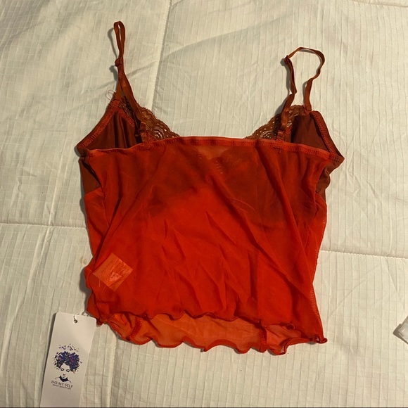 Burnt Orange lace color mesh Y2K crop top ✨🧡 - Picture 7 of 8